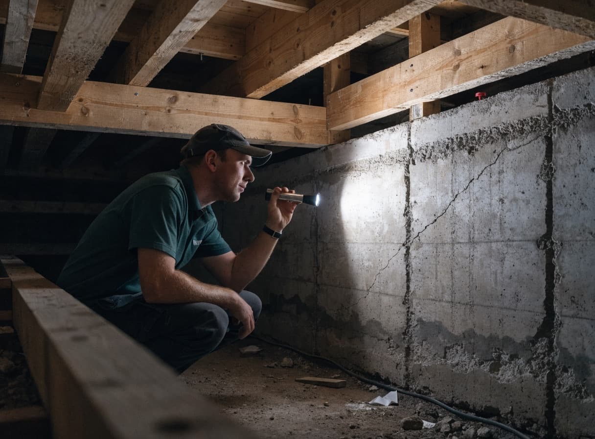 Foundation and structural inspection of Long Island home basement and crawl space